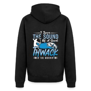 Bowfishing I Love The Sound Of Fisherman Bowfisher - Unisex Premium Organic Zip Hoodie - black - Back - Nico (187cm)
