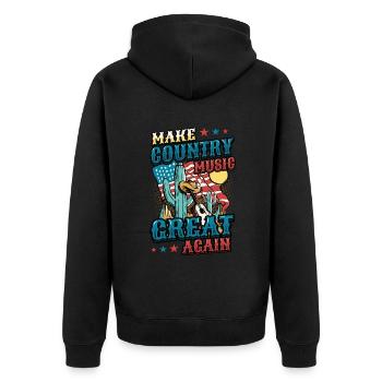 Macht Country-musik Wieder Großartig. - Unisex Premium Bio Zip Hoodie - Schwarz - Hinten - Nico (187cm)