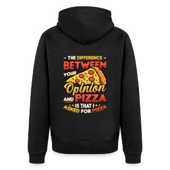 Ich Habe Um Pizza Gebeten. - Unisex Premium Bio Zip Hoodie - Schwarz - Hinten - Nico (187cm)