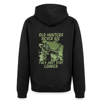 Bowhunting Old Hunters Never Shooting Bowhunter - Unisex Premium Bio Zip Hoodie - Schwarz - Hinten - Nico (187cm)