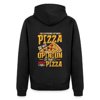 Ich Habe Um Pizza Gebeten. - Unisex Premium Bio Zip Hoodie - Schwarz - Hinten - Nico (187cm)