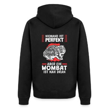 Wombats sind perfekt australisches Beuteltier - Unisex Premium Bio Zip Hoodie - Schwarz - Hinten - Nico (187cm)