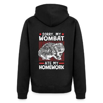 Un wombat a mangé mes devoirs - Veste à capuche bio Premium Unisexe - noir - Dos - Nico (187cm)