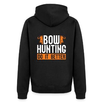 Bow Hunting Do It Better Target Shooting Bowhunter - Unisex Premium Organic Zip Hoodie - black - Back - Nico (187cm)