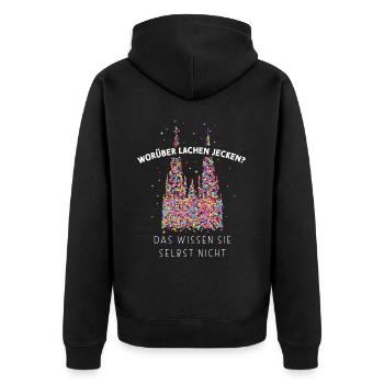Kölner Dom Karneval Fasching Fasnacht Konfetti - Unisex Premium Bio Zip Hoodie - Schwarz - Hinten - Nico (187cm)