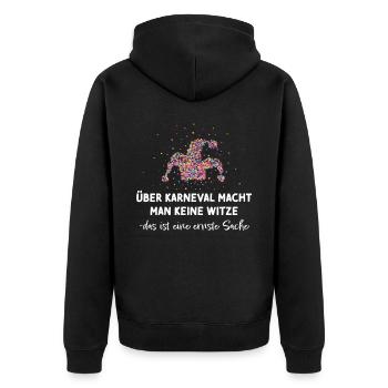 Karneval Narrenkappe Konfetti 5. Jahreszeit Narren - Unisex Premium Bio Zip Hoodie - Schwarz - Hinten - Nico (187cm)