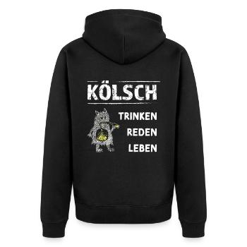 Kölner Karneval Kölsch Kölle Colonia Köln Kölnerin - Unisex Premium Bio Zip Hoodie - Schwarz - Hinten - Nico (187cm)