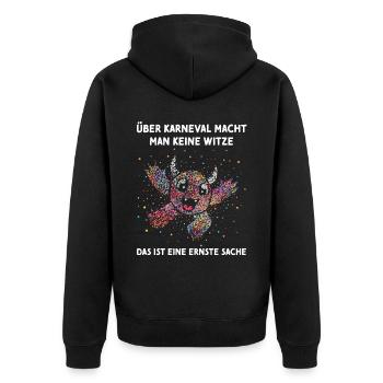 Karneval Fasnacht 5. Jahreszeit Fastelovend Jeck - Unisex Premium Bio Zip Hoodie - Schwarz - Hinten - Nico (187cm)