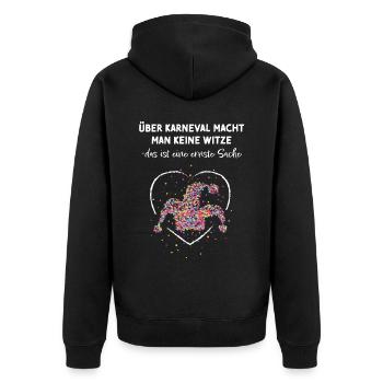 Karneval Fasching Narrenkappe Konfetti Narren Jeck - Unisex Premium Bio Zip Hoodie - Schwarz - Hinten - Nico (187cm)