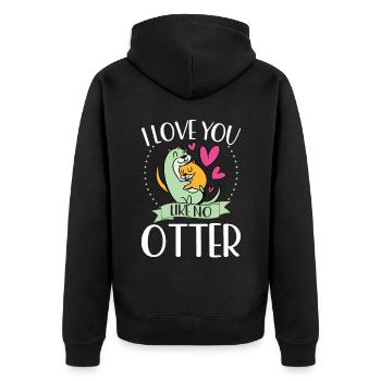 Ich Liebe Dich Wie Kein Otter - Unisex Premium Bio Zip Hoodie - Schwarz - Hinten - Nico (187cm)
