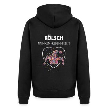 Kölsch Kölner Karneval Kölnerin Fasching Konfetti - Unisex Premium Bio Zip Hoodie - Schwarz - Hinten - Nico (187cm)