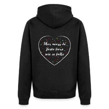Konfetti Kölsch Karneval Fasching Kölner Kölnerin - Unisex Premium Bio Zip Hoodie - Schwarz - Hinten - Nico (187cm)