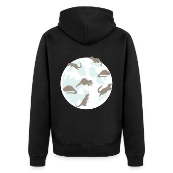 Otter Auf Dem Mond - Otterraum - Unisex Premium Bio Zip Hoodie - Schwarz - Hinten - Nico (187cm)