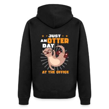 Nur Ein Ottertag Im Büro - Unisex Premium Bio Zip Hoodie - Schwarz - Hinten - Nico (187cm)