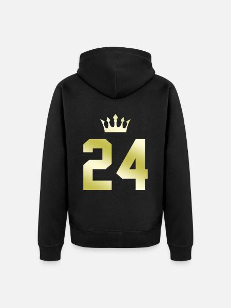 24 Zahl Krone - Unisex Premium Bio Zip Hoodie - Schwarz