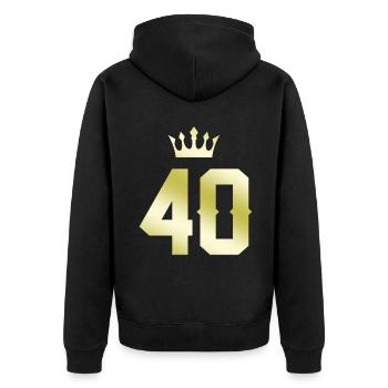 40 Zahl Krone - Unisex Premium Bio Zip Hoodie - Schwarz - Hinten - Nico (187cm)