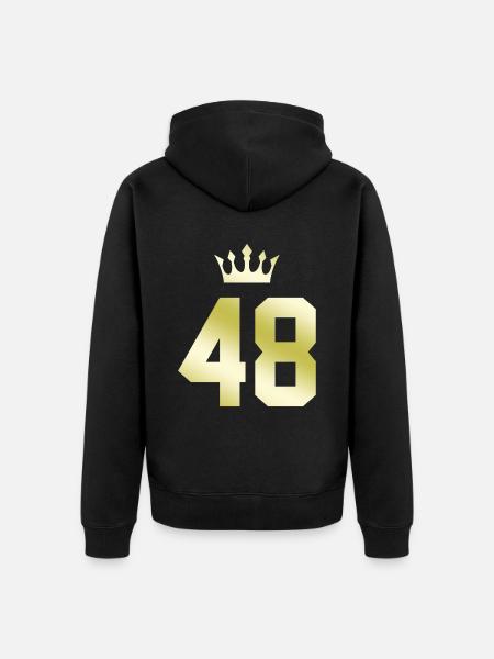 48 Zahl Krone - Unisex Premium Bio Zip Hoodie - Schwarz