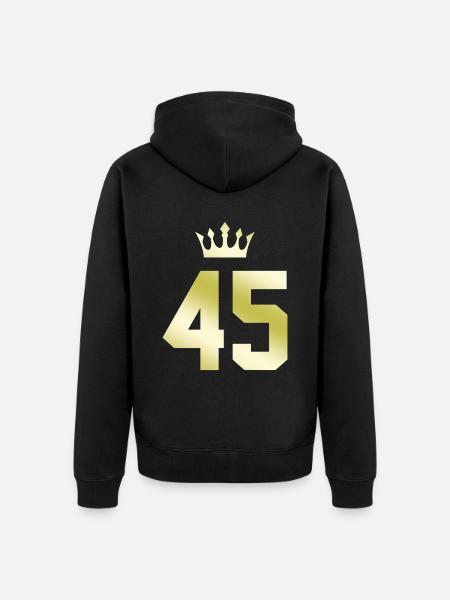 45 Zahl Krone - Unisex Premium Bio Zip Hoodie - Schwarz