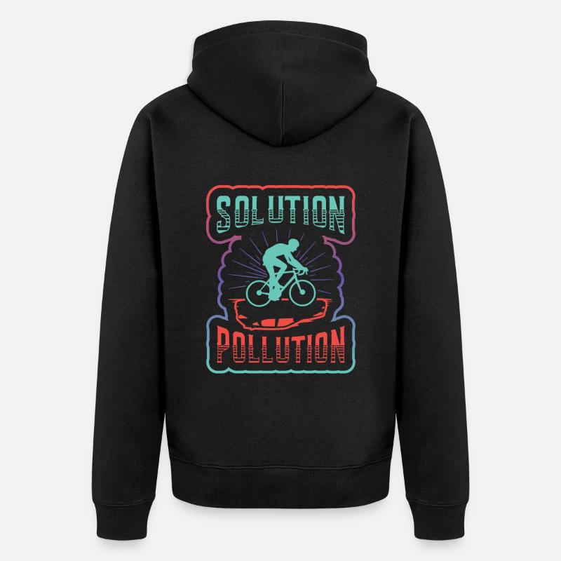 Polution Solution Umweltschutz Radfahren. - Unisex Premium Bio Zip Hoodie - Schwarz
