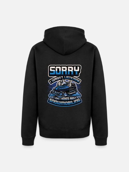 Thinking about snowmobiling, snowmobiles. - Unisex Premium Organic Zip Hoodie - black