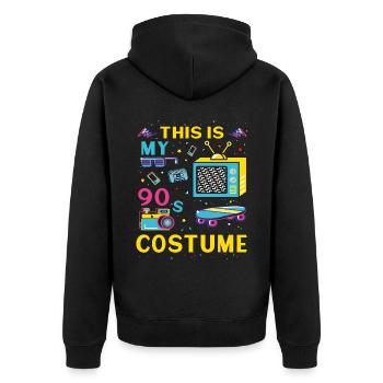 This is my 90s Costume - Unisex Premium Bio Zip Hoodie - Schwarz - Hinten - Nico (187cm)
