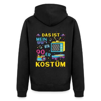 Das ist mein 90er Kostüm - Unisex Premium Bio Zip Hoodie - Schwarz - Hinten - Nico (187cm)