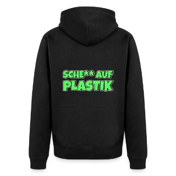 Keep The Sea Plastic Free Umweltschutz Meer retten - Unisex Premium Bio Zip Hoodie - Schwarz - Hinten - Nico (187cm)