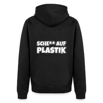 Keep The Sea Plastic Free Umweltschutz Meer retten - Unisex Premium Bio Zip Hoodie - Schwarz - Hinten - Nico (187cm)