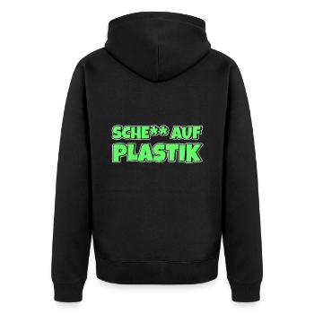 Keep The Sea Plastic Free Umweltschutz Meer retten - Unisex Premium Bio Zip Hoodie - Schwarz - Hinten - Nico (187cm)