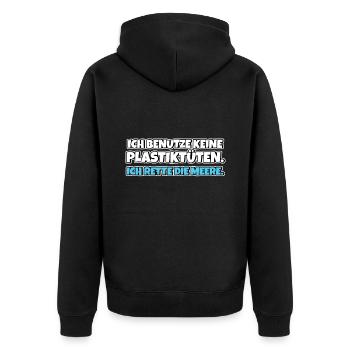 Keep The Sea Plastic Free Umweltschutz Meer retten - Unisex Premium Bio Zip Hoodie - Schwarz - Hinten - Nico (187cm)