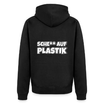Keep The Sea Plastic Free Umweltschutz Meer retten - Unisex Premium Bio Zip Hoodie - Schwarz - Hinten - Nico (187cm)