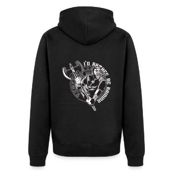 Vikinger Nordisch - Unisex Premium Bio Zip Hoodie - Schwarz - Hinten - Nico (187cm)