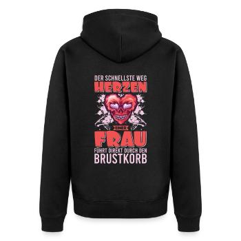 Zombie Horror Horror Film Festival + Halloween - Unisex Premium Organic Zip Hoodie - black - Back - Nico (187cm)