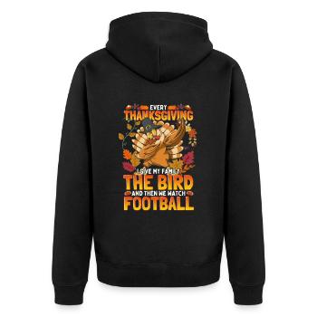 Thanksgiving Dabbing Turquie et football - Veste à capuche bio Premium Unisexe - noir - Dos - Nico (187cm)