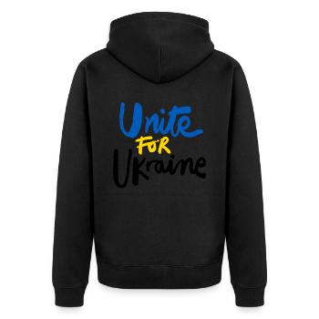Soutenez l’Ukraine, la paix et non la guerre - Veste à capuche bio Premium Unisexe - noir - Dos - Nico (187cm)