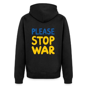 Soutenez l’Ukraine, la paix et non la guerre - Veste à capuche bio Premium Unisexe - noir - Dos - Nico (187cm)