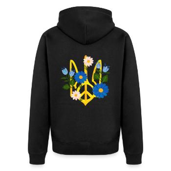 Soutenez l’Ukraine, la paix et non la guerre - Veste à capuche bio Premium Unisexe - noir - Dos - Nico (187cm)