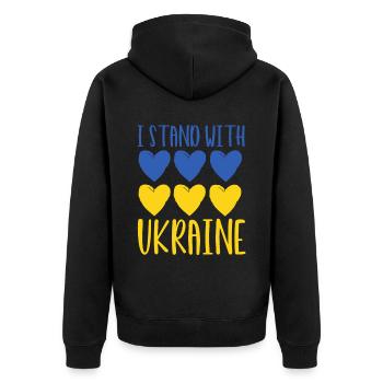 Soutenez l’Ukraine, la paix et non la guerre - Veste à capuche bio Premium Unisexe - noir - Dos - Nico (187cm)