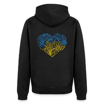 Stand with Ukraine Peace No War - Unisex Premium Organic Zip Hoodie - black - Back - Nico (187cm)