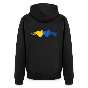 Soutenez l’Ukraine, la paix et non la guerre - Veste à capuche bio Premium Unisexe - noir - Dos - Nico (187cm)