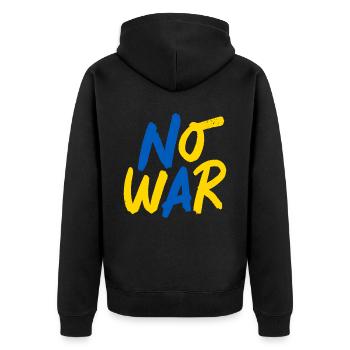 Stand with Ukraine Peace No War - Unisex Premium Organic Zip Hoodie - black - Back - Nico (187cm)