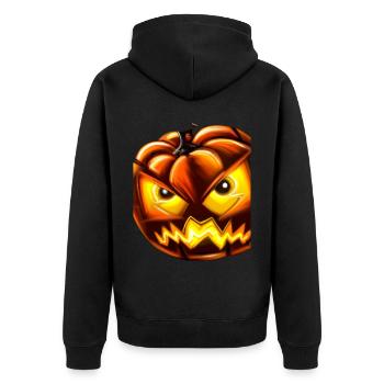 Citrouille d’Halloween aux yeux de feu - Veste à capuche bio Premium Unisexe - noir - Dos - Nico (187cm)