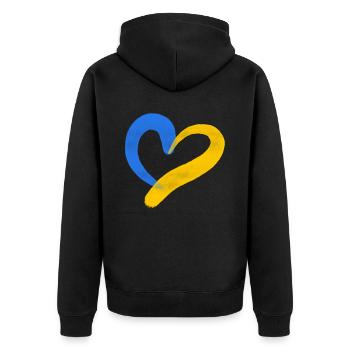 Soutenez l’Ukraine, la paix et non la guerre - Veste à capuche bio Premium Unisexe - noir - Dos - Nico (187cm)
