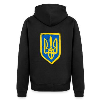 Stand with Ukraine Peace No War - Unisex Premium Organic Zip Hoodie - black - Back - Nico (187cm)