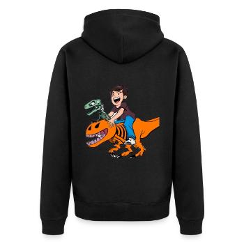 Halloween Dino Boy chevauchant des dinosaures - Veste à capuche bio Premium Unisexe - noir - Dos - Nico (187cm)