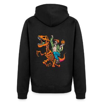 Halloween Dino Ghoul chevauchant des dinosaures - Veste à capuche bio Premium Unisexe - noir - Dos - Nico (187cm)