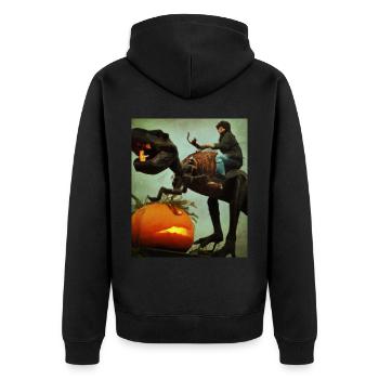 Halloween Dino Boy chevauchant des dinosaures - Veste à capuche bio Premium Unisexe - noir - Dos - Nico (187cm)