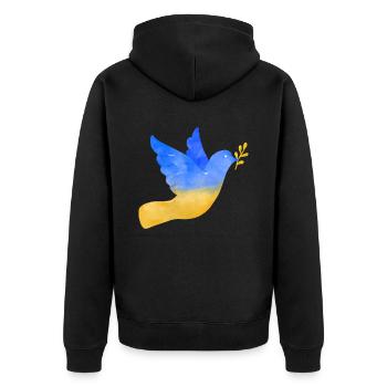 Soutenez l’Ukraine, la paix et non la guerre - Veste à capuche bio Premium Unisexe - noir - Dos - Nico (187cm)