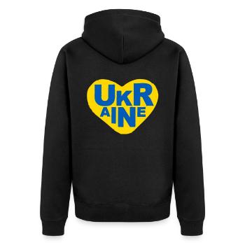 Soutenez l’Ukraine, la paix et non la guerre - Veste à capuche bio Premium Unisexe - noir - Dos - Nico (187cm)