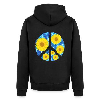 Stand with Ukraine Peace No War - Unisex Premium Bio Zip Hoodie - Schwarz - Hinten - Nico (187cm)